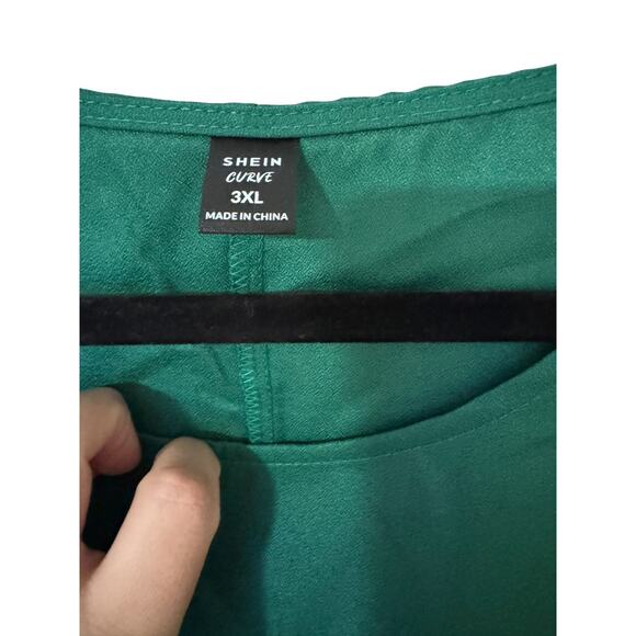 SHEIN Curve 3XL Green Ruffle Sleeve Shift Dress Women’s Plus Solid Sleeveless - Picture 3 of 4